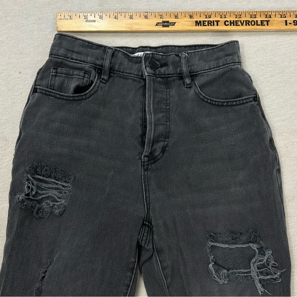 PACSUN Black Ripped High Rise Straight Leg Jeans Size 24 U - Picture 4 of 13